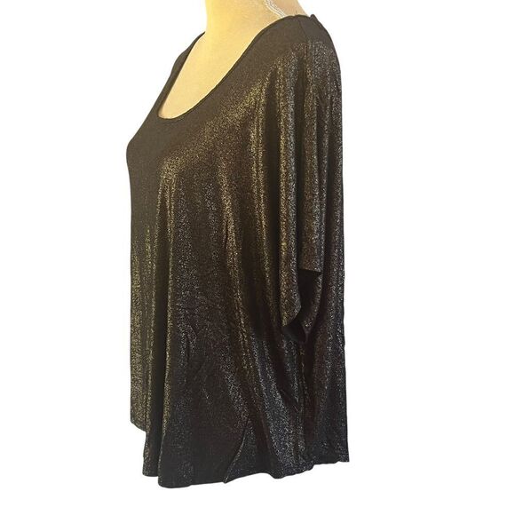 Juicy Couture Shimmering Metallic Short Sleeve Top with Open Back Detail Blouse - Picture 10 of 14